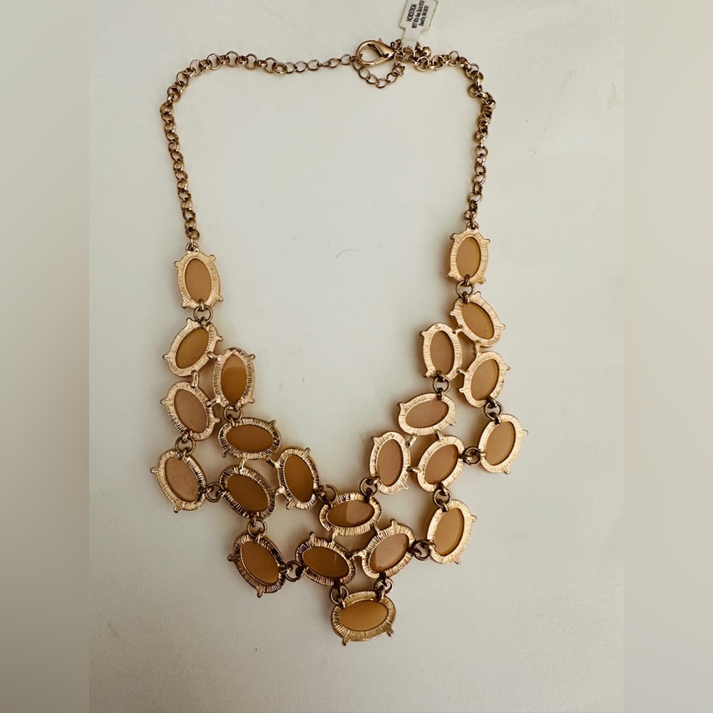 Necklace faux quartz stones gold tone statement necklace 20 inch - Picture 9 of 10